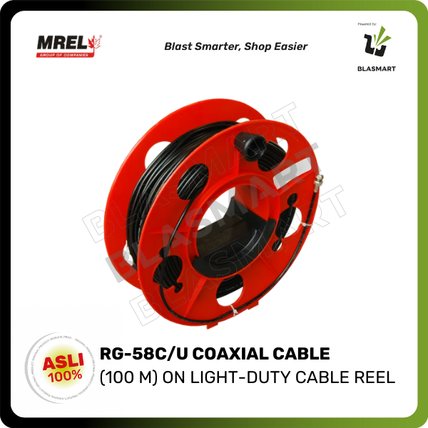 RG-58C/U Coaxial Cable (100 m) on Light-Duty Cable Reel
