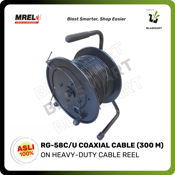 RG-58C/U Coaxial Cable (300 m) on Heavy-Duty Cable Reel
